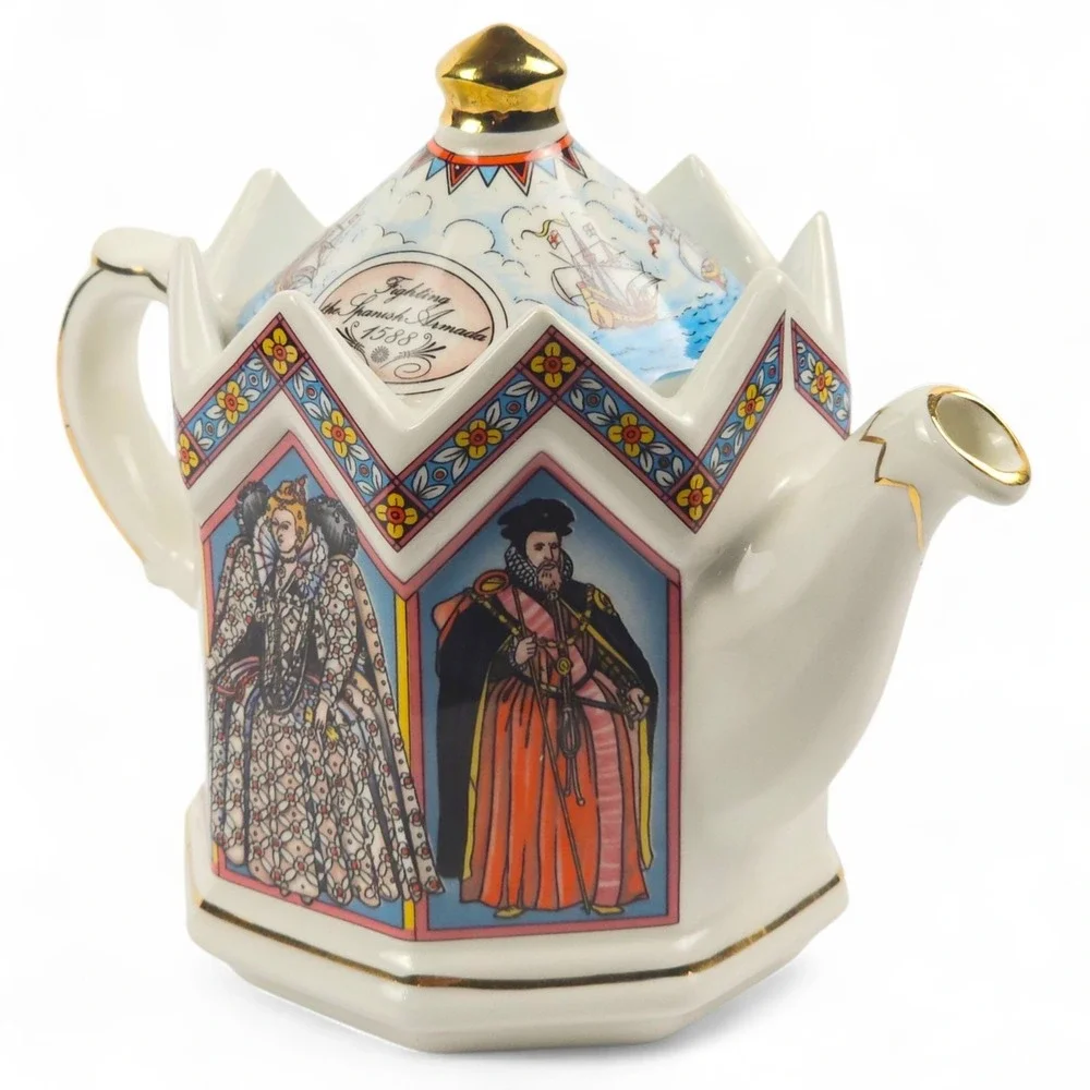 Vintage Sadler Elizabeth I Teapot Queen England Spanish Armada 1588 Pottery